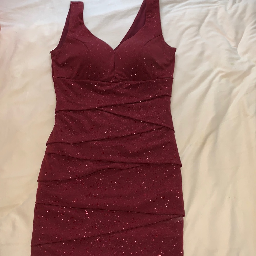 Maroon dress with sparkles